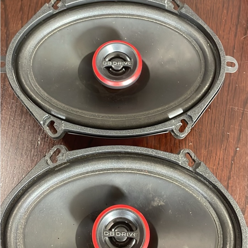 DB Drive Car Speakers with Red Accents